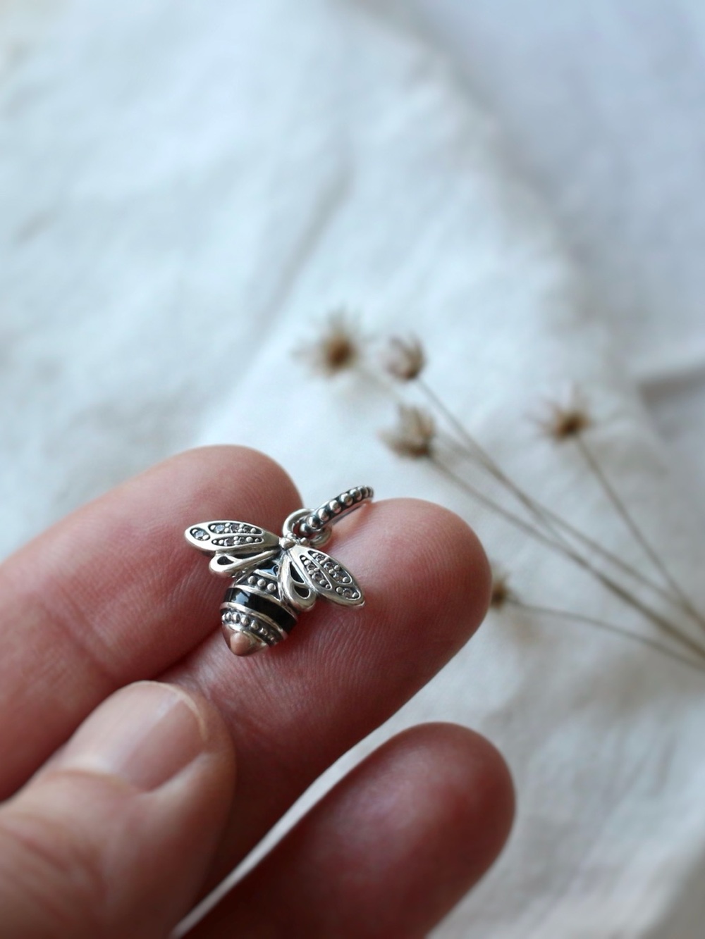 Pandora Retired Sterling Silver Sparkling Queen Bee Dangle Charm